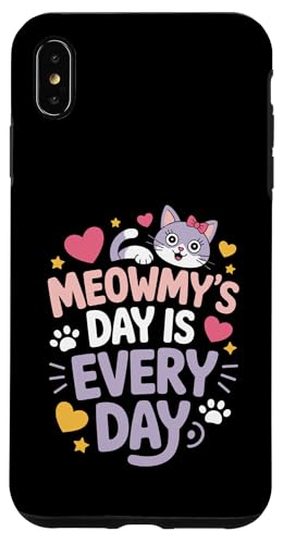 Cat Meowmy's Day Every Day Hearts Stars Tierliebhaber Hülle für iPhone XS Max von Cat Lover Designs
