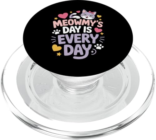 Cat Meowmy's Day Every Day Hearts Stars Tierliebhaber PopSockets PopGrip für MagSafe von Cat Lover Designs