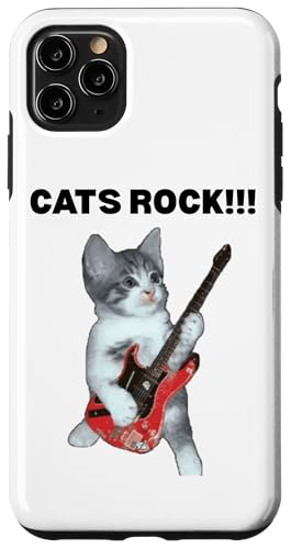 Rockstar süße alberne Katze mit E-Gitarre Hülle für iPhone 11 Pro Max von Cat Lover Designs