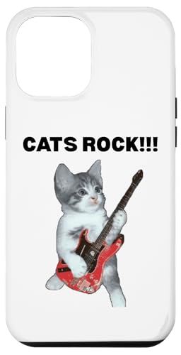 Rockstar süße alberne Katze mit E-Gitarre Hülle für iPhone 12 Pro Max von Cat Lover Designs
