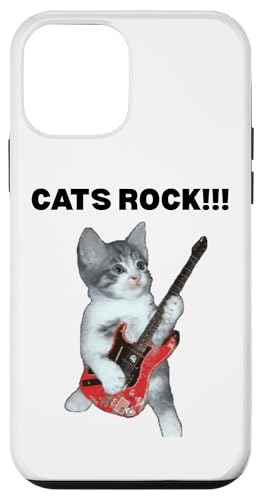 Rockstar süße alberne Katze mit E-Gitarre Hülle für iPhone 12 mini von Cat Lover Designs