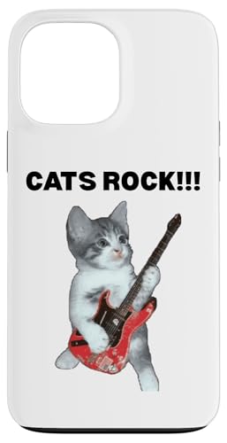 Rockstar süße alberne Katze mit E-Gitarre Hülle für iPhone 13 Pro Max von Cat Lover Designs