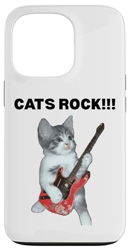Rockstar süße alberne Katze mit E-Gitarre Hülle für iPhone 13 Pro von Cat Lover Designs
