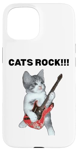 Rockstar süße alberne Katze mit E-Gitarre Hülle für iPhone 15 Rockstar süße alberne Katze mit E-Gitarre Hülle für iPhone 15 von Cat Lover Designs