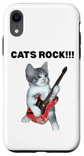 Rockstar süße alberne Katze mit E-Gitarre Hülle für iPhone XR von Cat Lover Designs