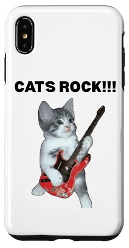 Rockstar süße alberne Katze mit E-Gitarre Hülle für iPhone XS Max von Cat Lover Designs