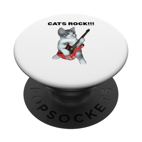 Rockstar süße alberne Katze mit E-Gitarre PopSockets Klebender PopGrip Rockstar süße alberne Katze mit E-Gitarre PopSockets Klebender PopGrip von Cat Lover Designs