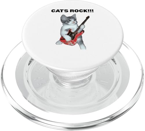Rockstar süße alberne Katze mit E-Gitarre PopSockets PopGrip für MagSafe von Cat Lover Designs