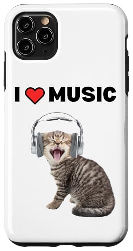 Süße alberne Katze mit Kopfhörern I Heart Music Hülle für iPhone 11 Pro Max Süße alberne Katze mit Kopfhörern I Heart Music Hülle für iPhone 11 Pro Max von Cat Lover Designs