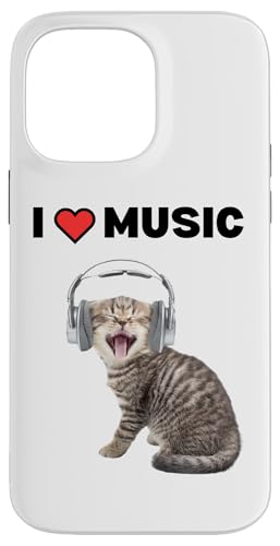 Süße alberne Katze mit Kopfhörern I Heart Music Hülle für iPhone 14 Pro Max Süße alberne Katze mit Kopfhörern I Heart Music Hülle für iPhone 14 Pro Max von Cat Lover Designs