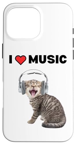 Süße alberne Katze mit Kopfhörern I Heart Music Hülle für iPhone 16 Pro Max Süße alberne Katze mit Kopfhörern I Heart Music Hülle für iPhone 16 Pro Max von Cat Lover Designs