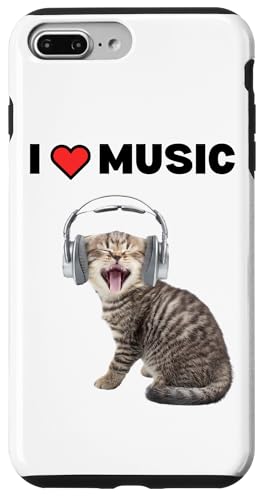 Süße alberne Katze mit Kopfhörern I Heart Music Hülle für iPhone 7 Plus/8 Plus Süße alberne Katze mit Kopfhörern I Heart Music Hülle für iPhone 7 Plus/8 Plus von Cat Lover Designs
