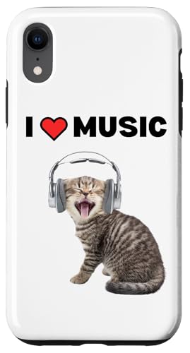 Süße alberne Katze mit Kopfhörern I Heart Music Hülle für iPhone XR Süße alberne Katze mit Kopfhörern I Heart Music Hülle für iPhone XR von Cat Lover Designs