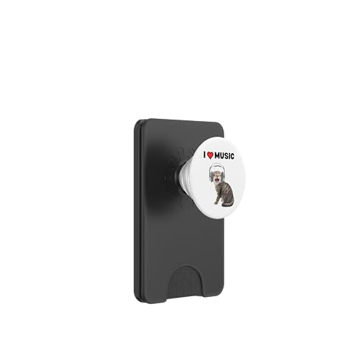 Süße alberne Katze mit Kopfhörern I Heart Music PopSockets PopWallet für MagSafe von Cat Lover Designs
