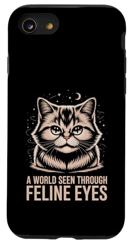 A World Seen Through Feline Eyes Katzenliebhaber Katze Haustier Miau Hülle für iPhone SE (2020) / 7 / 8 von Cat Lover Gifts for Pet Cats Enthusiast Pet Lover