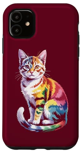 Bunte Katze Aquarell Katze Hülle für iPhone 11 von Cat Lover Gifts & Tees