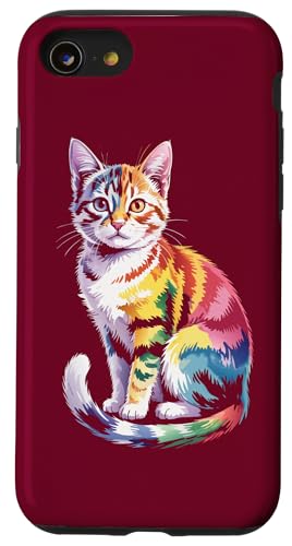 Bunte Katze Aquarell Katze Hülle für iPhone SE (2020) / 7 / 8 von Cat Lover Gifts & Tees