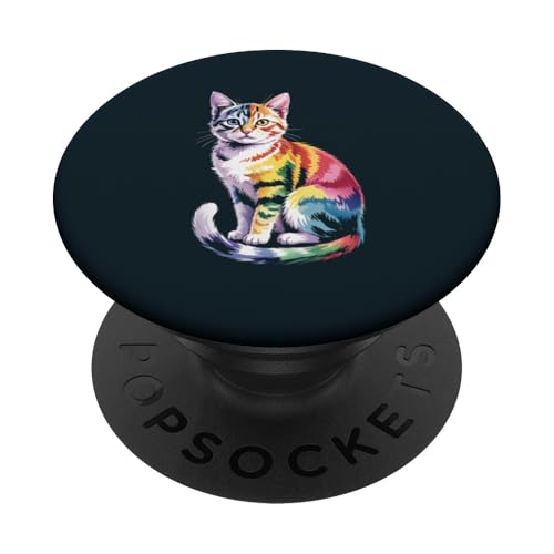 Bunte Katze Aquarell Katze PopSockets Klebender PopGrip von Cat Lover Gifts & Tees