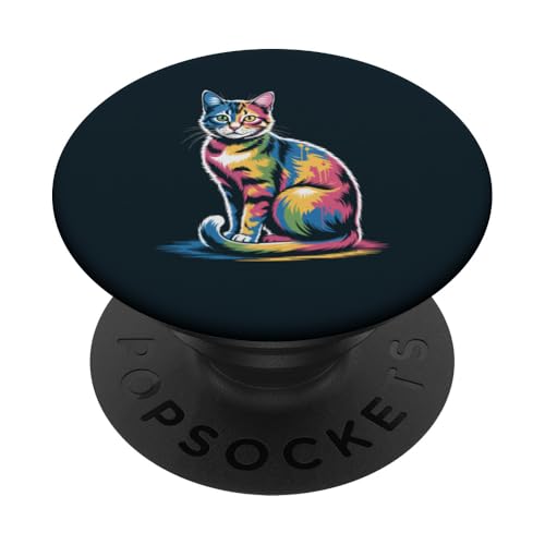 Bunte Katze PopSockets Klebender PopGrip von Cat Lover Gifts & Tees