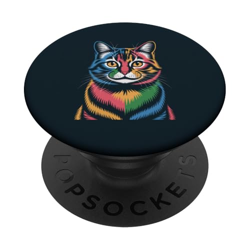 Bunte Katze PopSockets Klebender PopGrip von Cat Lover Gifts & Tees