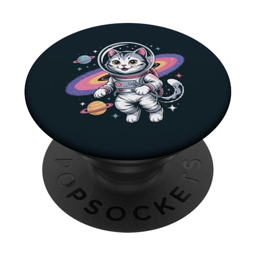 Cat Space Astronaut Katze PopSockets Klebender PopGrip von Cat Lover Gifts & Tees
