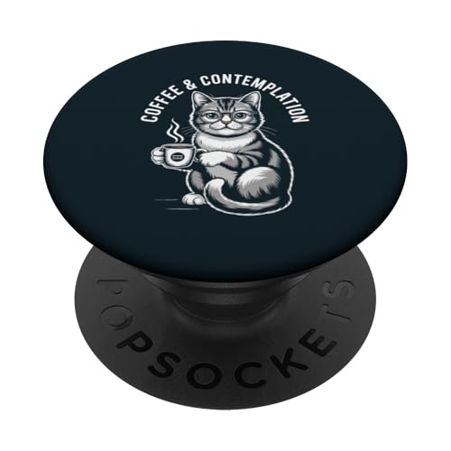 Hipster Cat Kaffeekatze PopSockets Klebender PopGrip von Cat Lover Gifts & Tees