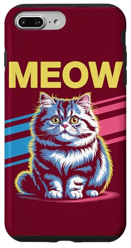 Katze 80er Jahre Stil Miau Katze Hülle für iPhone 7 Plus/8 Plus von Cat Lover Gifts & Tees