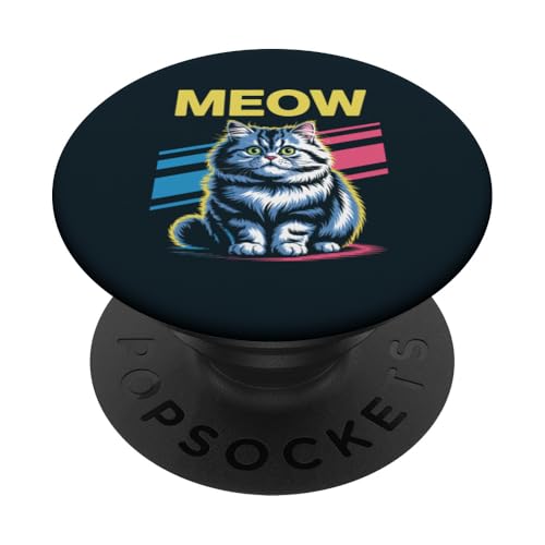 Katze 80er Jahre Stil Miau Katze PopSockets Klebender PopGrip von Cat Lover Gifts & Tees