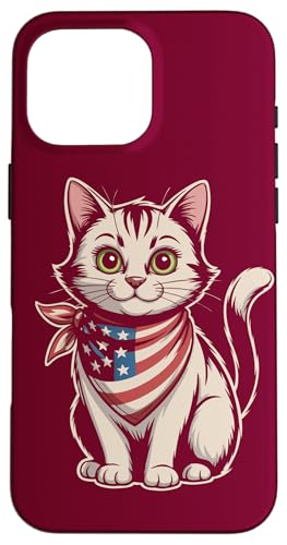 Katze Amerikanische Flagge Katze Hülle für iPhone 16 Pro Max von Cat Lover Gifts & Tees