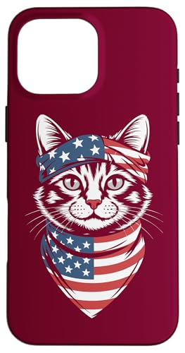 Katze Amerikanische Flagge Katze Hülle für iPhone 16 Pro Max von Cat Lover Gifts & Tees