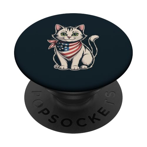 Katze Amerikanische Flagge Katze PopSockets Klebender PopGrip von Cat Lover Gifts & Tees