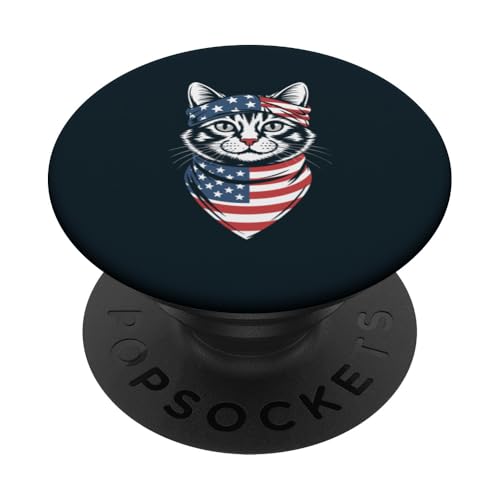 Katze Amerikanische Flagge Katze PopSockets Klebender PopGrip von Cat Lover Gifts & Tees