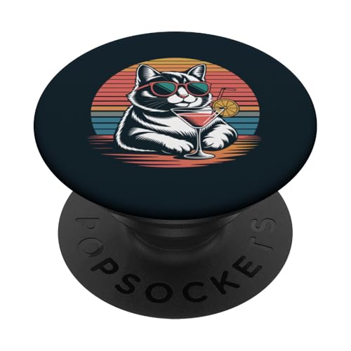 Katze Cocktail Sonnenbrille Katze PopSockets Klebender PopGrip von Cat Lover Gifts & Tees