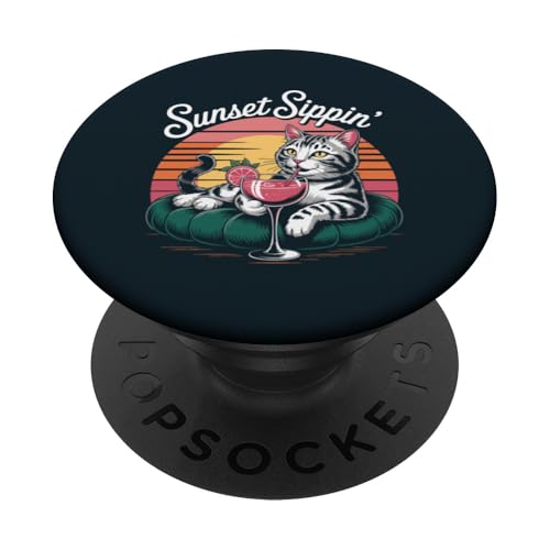 Katze Cocktail Sonnenuntergang Katze PopSockets Klebender PopGrip von Cat Lover Gifts & Tees