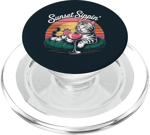 Katze Cocktail Sonnenuntergang Katze PopSockets PopGrip für MagSafe von Cat Lover Gifts & Tees