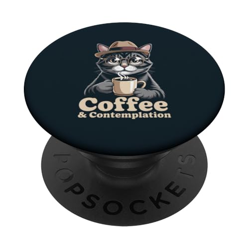 Katze Kaffee Kontemplation Katze PopSockets Klebender PopGrip von Cat Lover Gifts & Tees