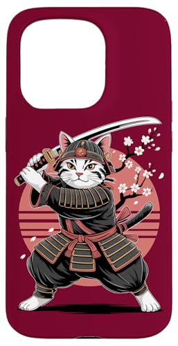 Katze Samurai Katze Hülle für iPhone 15 Pro von Cat Lover Gifts & Tees
