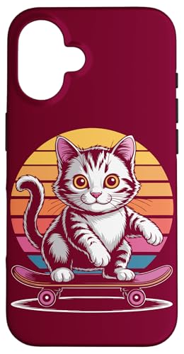 Katze Skateboard Katze Hülle für iPhone 16 von Cat Lover Gifts & Tees
