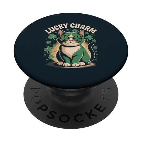 Katze St. Patricks Day Katze PopSockets Klebender PopGrip von Cat Lover Gifts & Tees