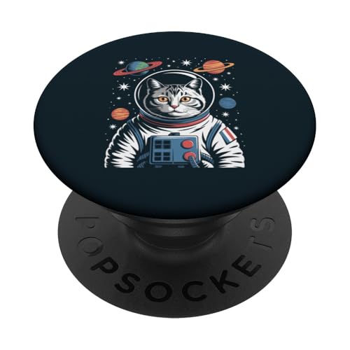 Katze Weltraumreisen Planeten Astronaut Katze PopSockets Klebender PopGrip von Cat Lover Gifts & Tees