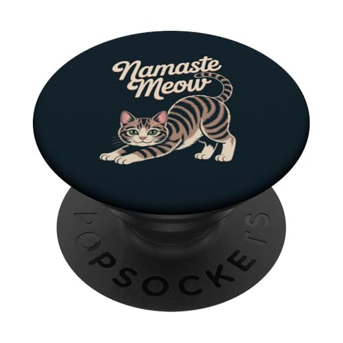 Katze Yoga Namaste Meow Cat PopSockets Klebender PopGrip von Cat Lover Gifts & Tees