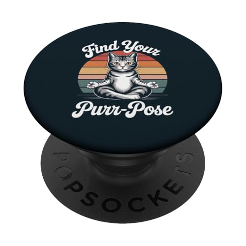 Katze Yoga Purr-Pose Yogi Katze PopSockets Klebender PopGrip von Cat Lover Gifts & Tees