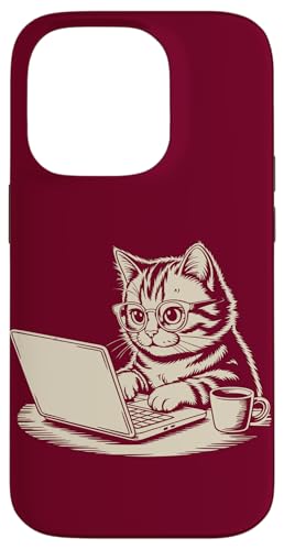 Office Cat Hipster Katze Hülle für iPhone 14 Pro von Cat Lover Gifts & Tees