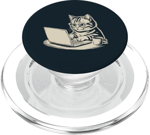 Office Cat Hipster Katze PopSockets PopGrip für MagSafe von Cat Lover Gifts & Tees
