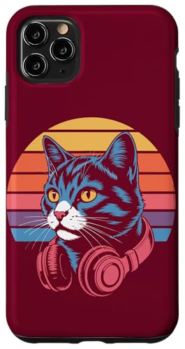 Vintage Cat Kopfhörer DJ Cat Hülle für iPhone 11 Pro Max von Cat Lover Gifts & Tees