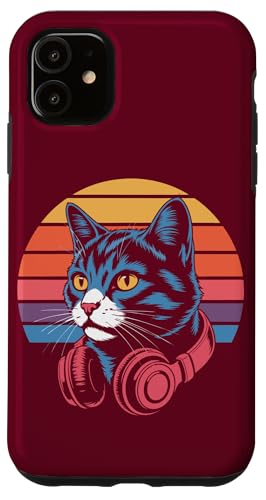 Vintage Cat Kopfhörer DJ Cat Hülle für iPhone 11 von Cat Lover Gifts & Tees