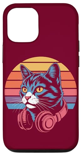 Vintage Cat Kopfhörer DJ Cat Hülle für iPhone 12/12 Pro von Cat Lover Gifts & Tees