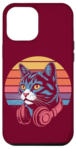 Vintage Cat Kopfhörer DJ Cat Hülle für iPhone 12 Pro Max von Cat Lover Gifts & Tees