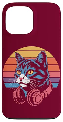 Vintage Cat Kopfhörer DJ Cat Hülle für iPhone 13 Pro Max von Cat Lover Gifts & Tees