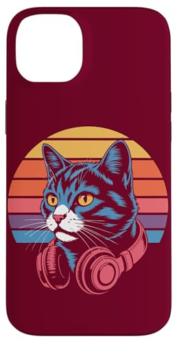 Vintage Cat Kopfhörer DJ Cat Hülle für iPhone 14 Plus von Cat Lover Gifts & Tees